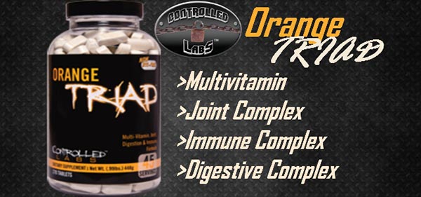 Orange Triad Supplement reich an Vitaminen, Mineralstoffen und Glucosamin ideal zur Förderung des körperlichen Wohlbefindens hergestellt aus kontrolliertem Labor