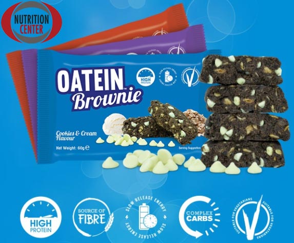 Oatein Brownie Proteinkeks reich an Ballaststoffen aus Hafer und Mineralstoffen und Vitaminen